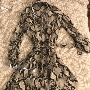 Misguided snake print waist tie dress